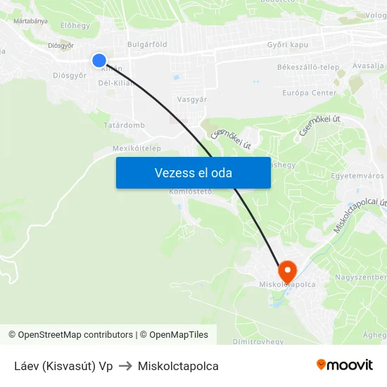 Láev (Kisvasút) Vp to Miskolctapolca map
