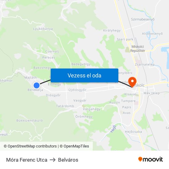 Móra Ferenc Utca to Belváros map