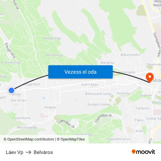Láev (Kisvasút) Vp to Belváros map