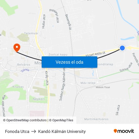 Fonoda Utca to Kandó Kálmán University map