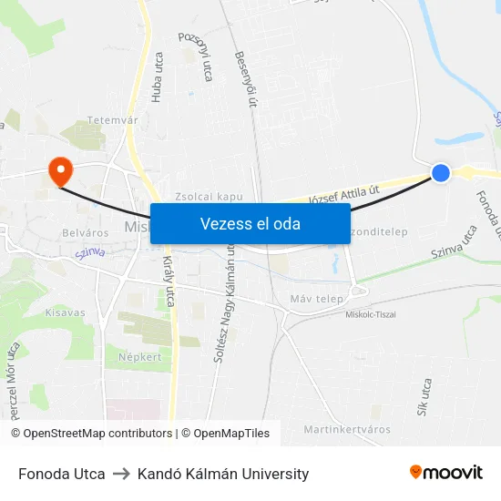 Fonoda Utca to Kandó Kálmán University map