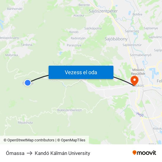 Ómassa to Kandó Kálmán University map