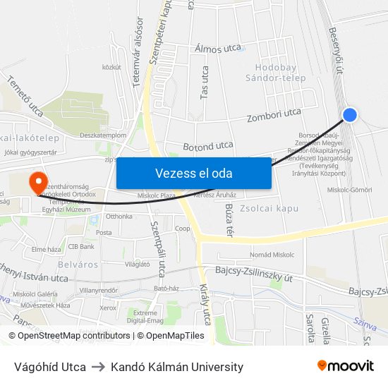 Vágóhíd Utca to Kandó Kálmán University map