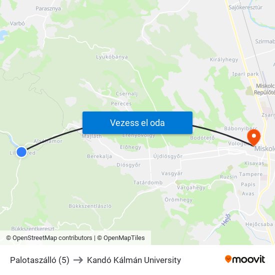 Palotaszálló (5) to Kandó Kálmán University map