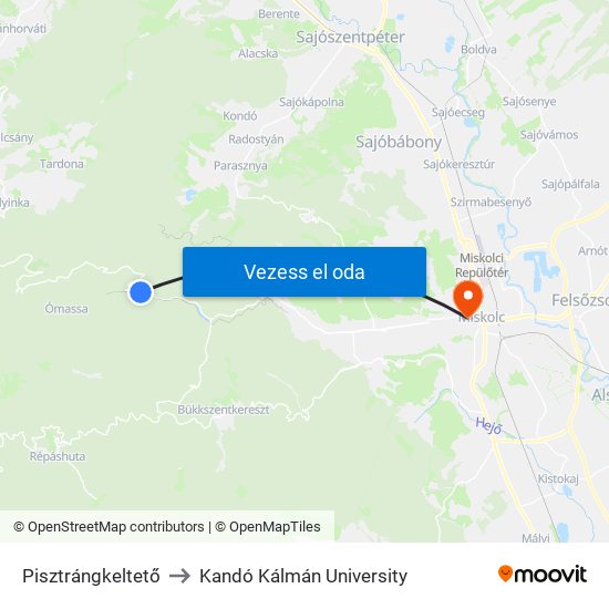 Pisztrángkeltető to Kandó Kálmán University map