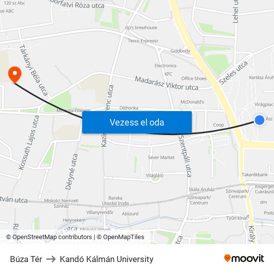 Búza Tér to Kandó Kálmán University map