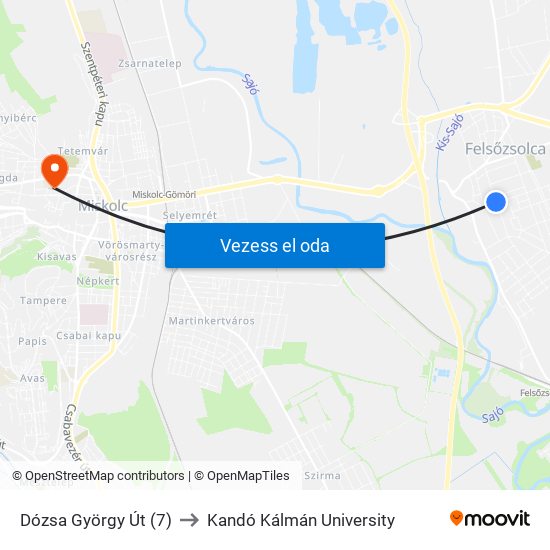 Dózsa György Út (7) to Kandó Kálmán University map