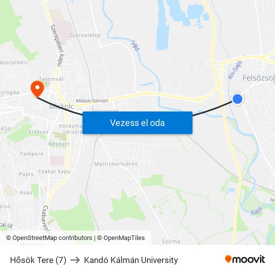 Hősök Tere (7) to Kandó Kálmán University map