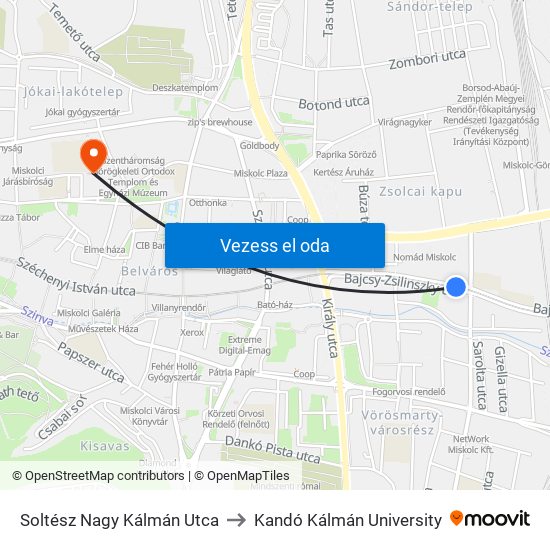 Soltész Nagy Kálmán Utca to Kandó Kálmán University map