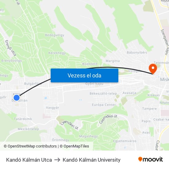 Kandó Kálmán Utca to Kandó Kálmán University map