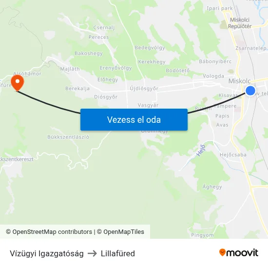 Vízügyi Igazgatóság to Lillafüred map