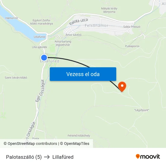 Palotaszálló (5) to Lillafüred map