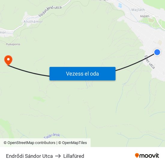 Endrődi Sándor Utca to Lillafüred map