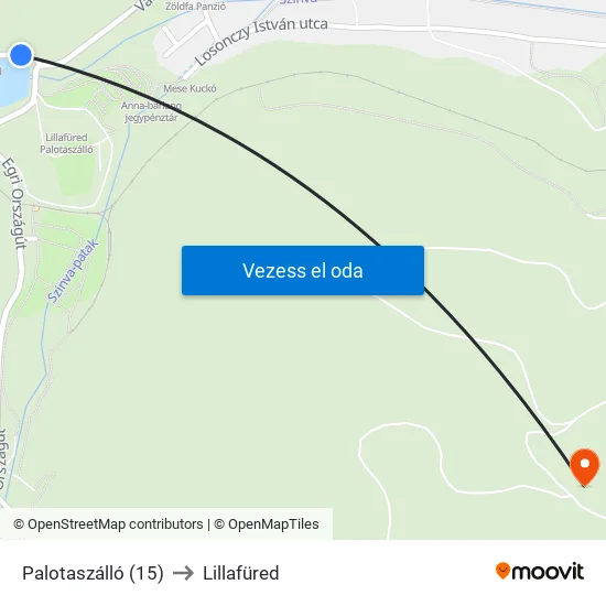 Palotaszálló (15) to Lillafüred map
