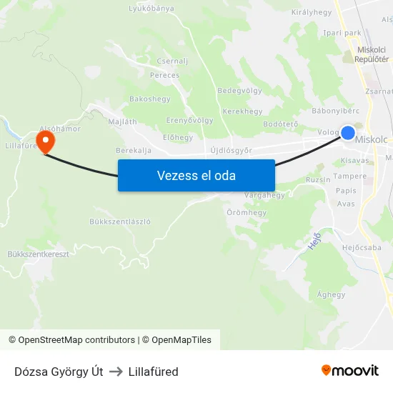 Dózsa György Út to Lillafüred map