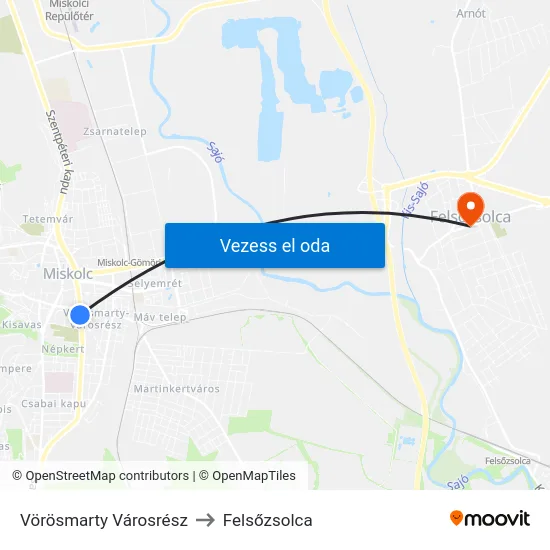 Vörösmarty Városrész to Felsőzsolca map