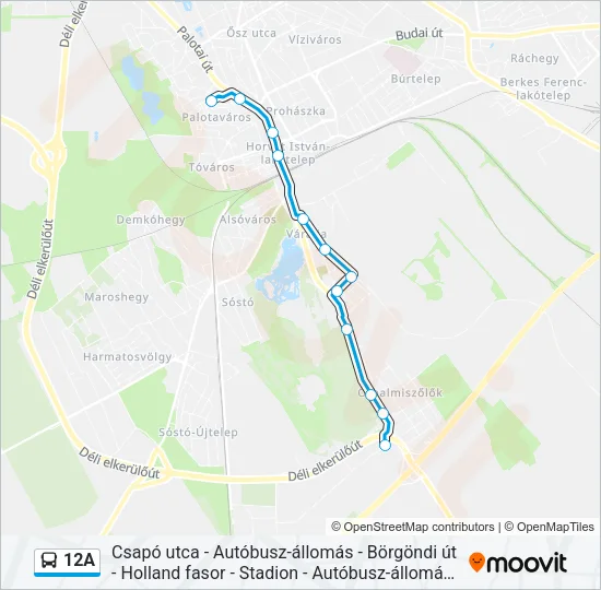 12A Bus Line Map