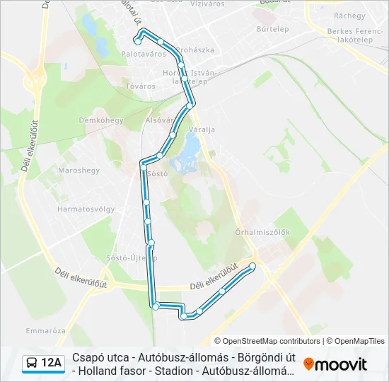 12A Bus Line Map