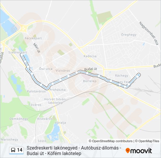 14 autóbusz Vonal Térkép