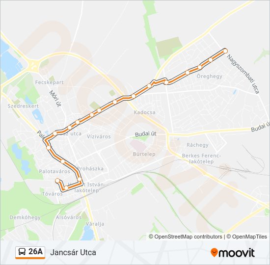 26A autóbusz Vonal Térkép