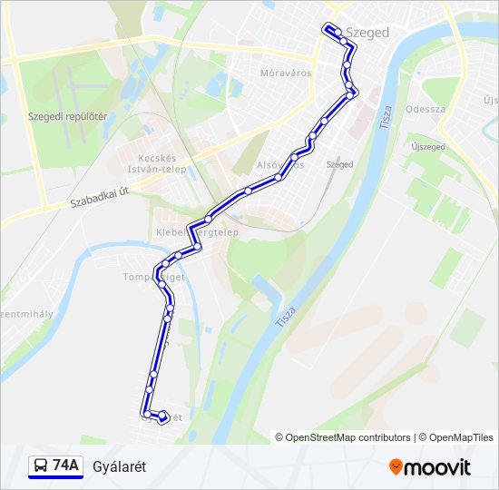 74A bus Line Map