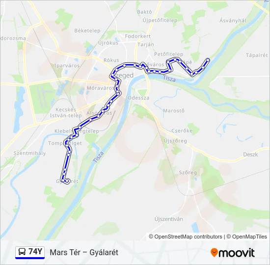74Y Bus Line Map
