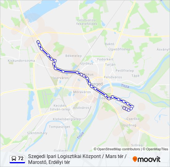 72 autóbusz Vonal Térkép