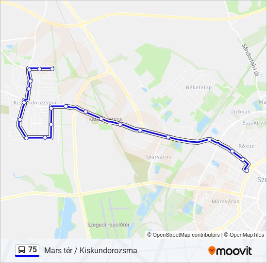 75 autóbusz Vonal Térkép