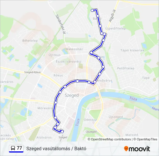 77 autóbusz Vonal Térkép