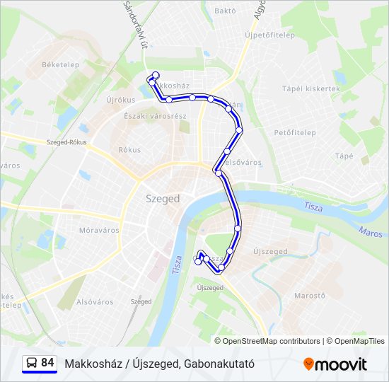 84 autóbusz Vonal Térkép