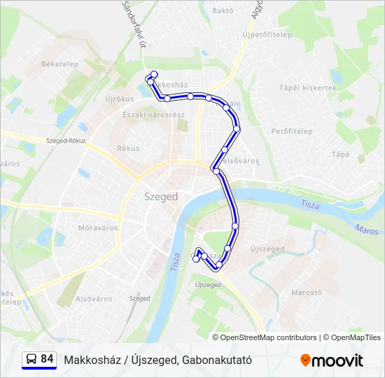 84 autóbusz Vonal Térkép