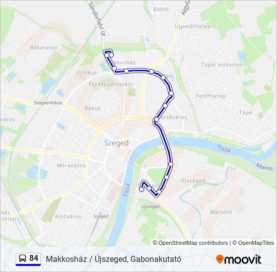 84 autóbusz Vonal Térkép