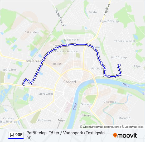 90F autóbusz Vonal Térkép