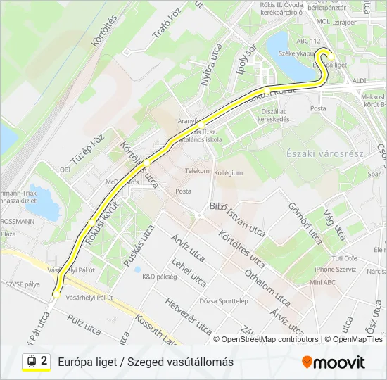 2 villamos Vonal Térkép
