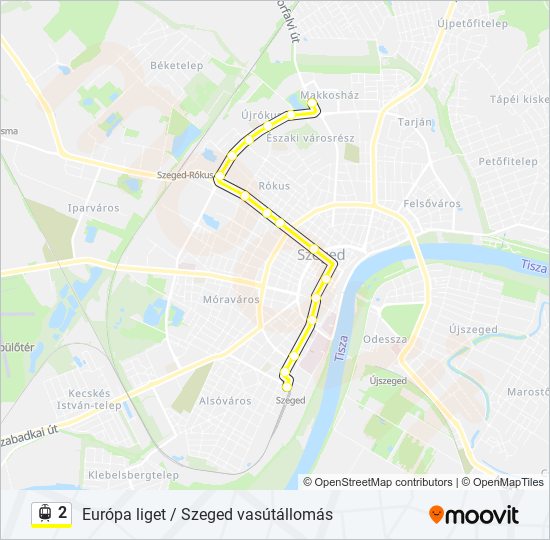 2 villamos Vonal Térkép