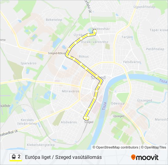 2 villamos Vonal Térkép