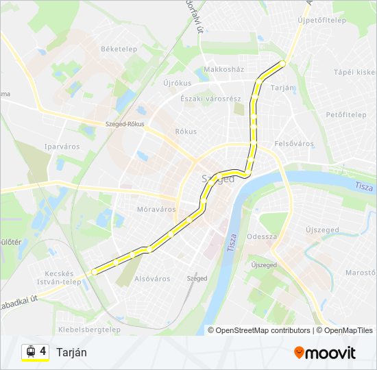 4 villamos Vonal Térkép