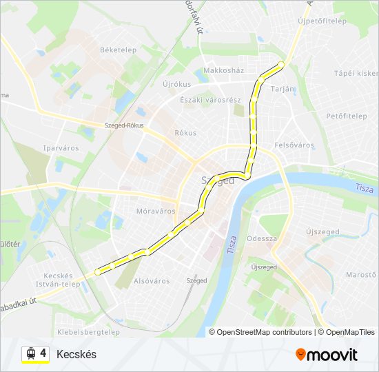 4 villamos Vonal Térkép
