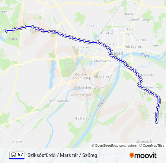 67 autóbusz Vonal Térkép