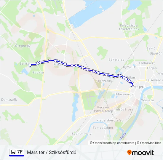 7F autóbusz Vonal Térkép