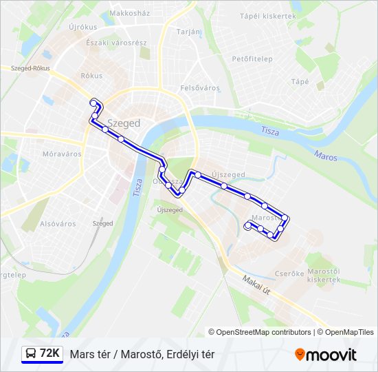 72K Bus Line Map