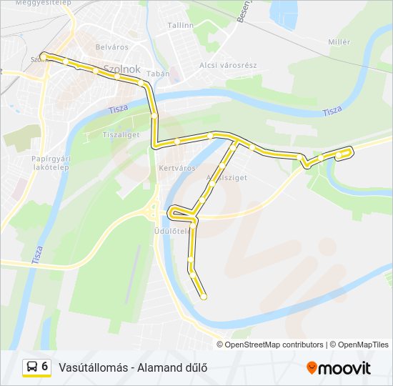 6 autóbusz Vonal Térkép