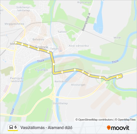 6 autóbusz Vonal Térkép