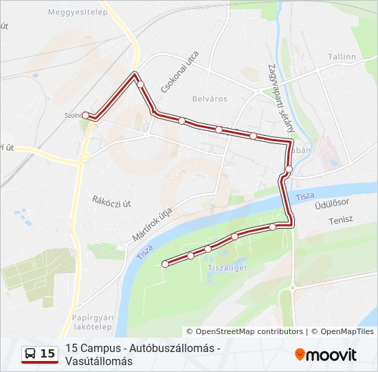 15 autóbusz Vonal Térkép