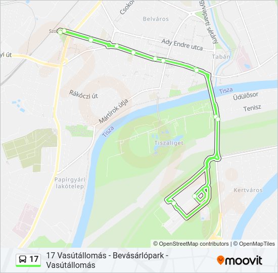17 autóbusz Vonal Térkép