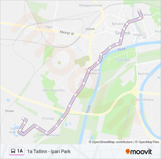 1A autóbusz Vonal Térkép