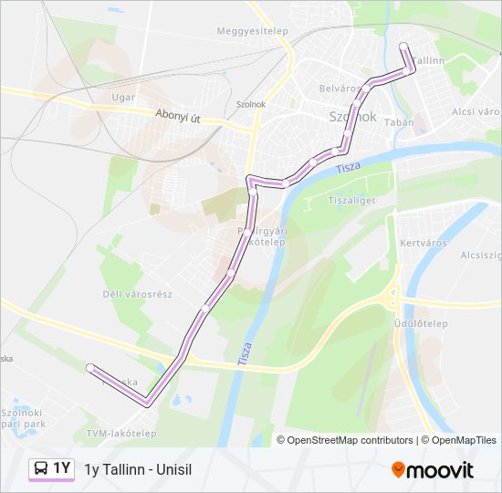 1Y autóbusz Vonal Térkép