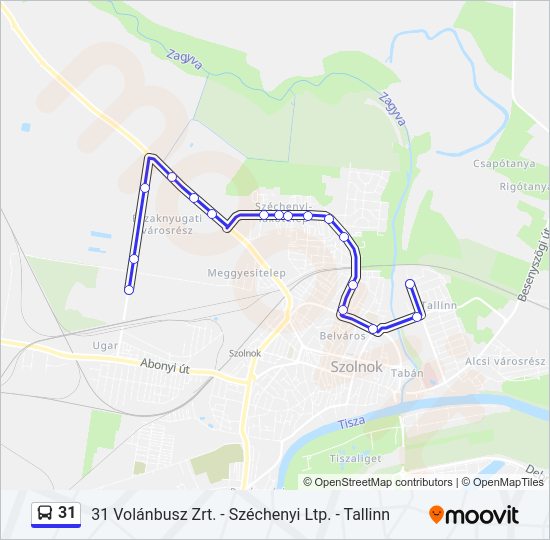 31 autóbusz Vonal Térkép