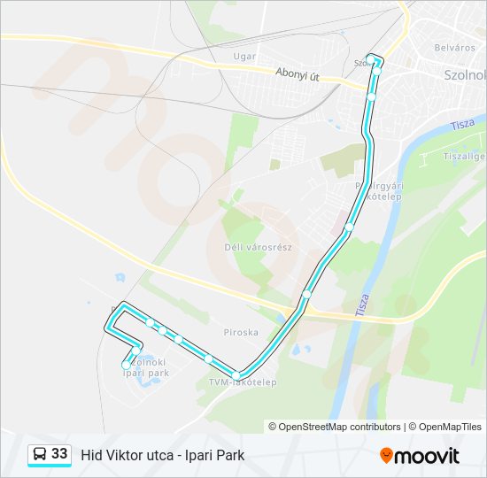 33 autóbusz Vonal Térkép