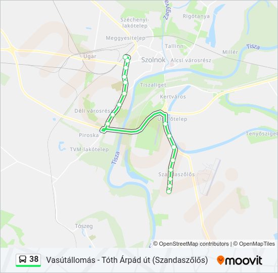 38 autóbusz Vonal Térkép